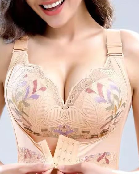 Women's No Steel Ring Bra Front Buckle Lift Bralette Breathable Underwear Breast Gathered Anti-Sagging Lingerie